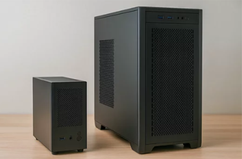 ミドルタワーPCと比較して1/3サイズ